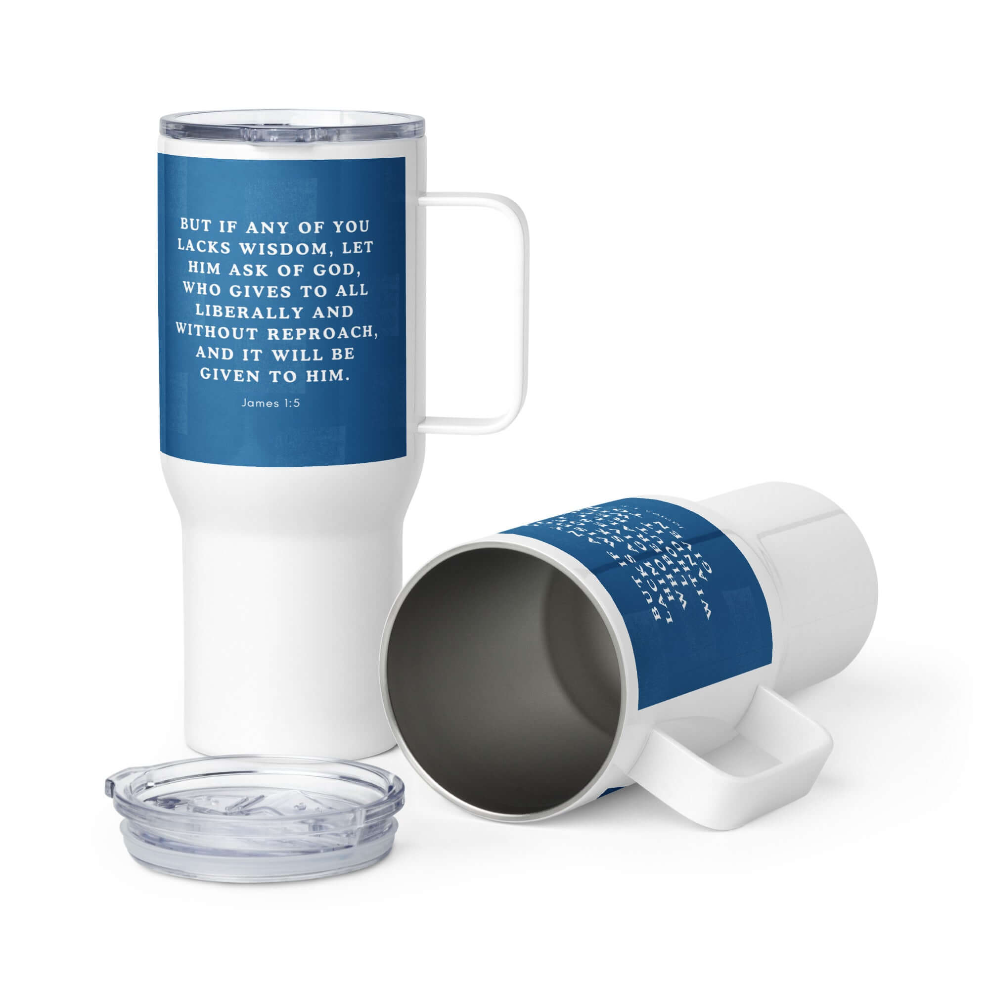 James 1:5 Bible Verse, gives to all Travel Mug with a Handle