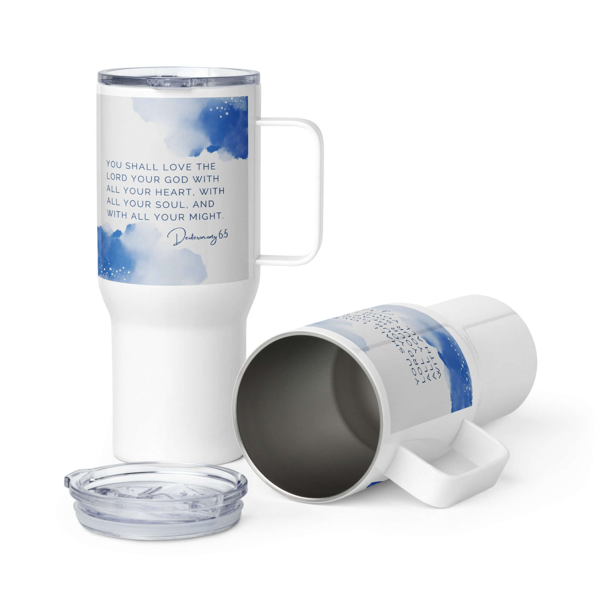 Deuteronomy 6:5 Bible Verse, your God Travel Mug with a Handle