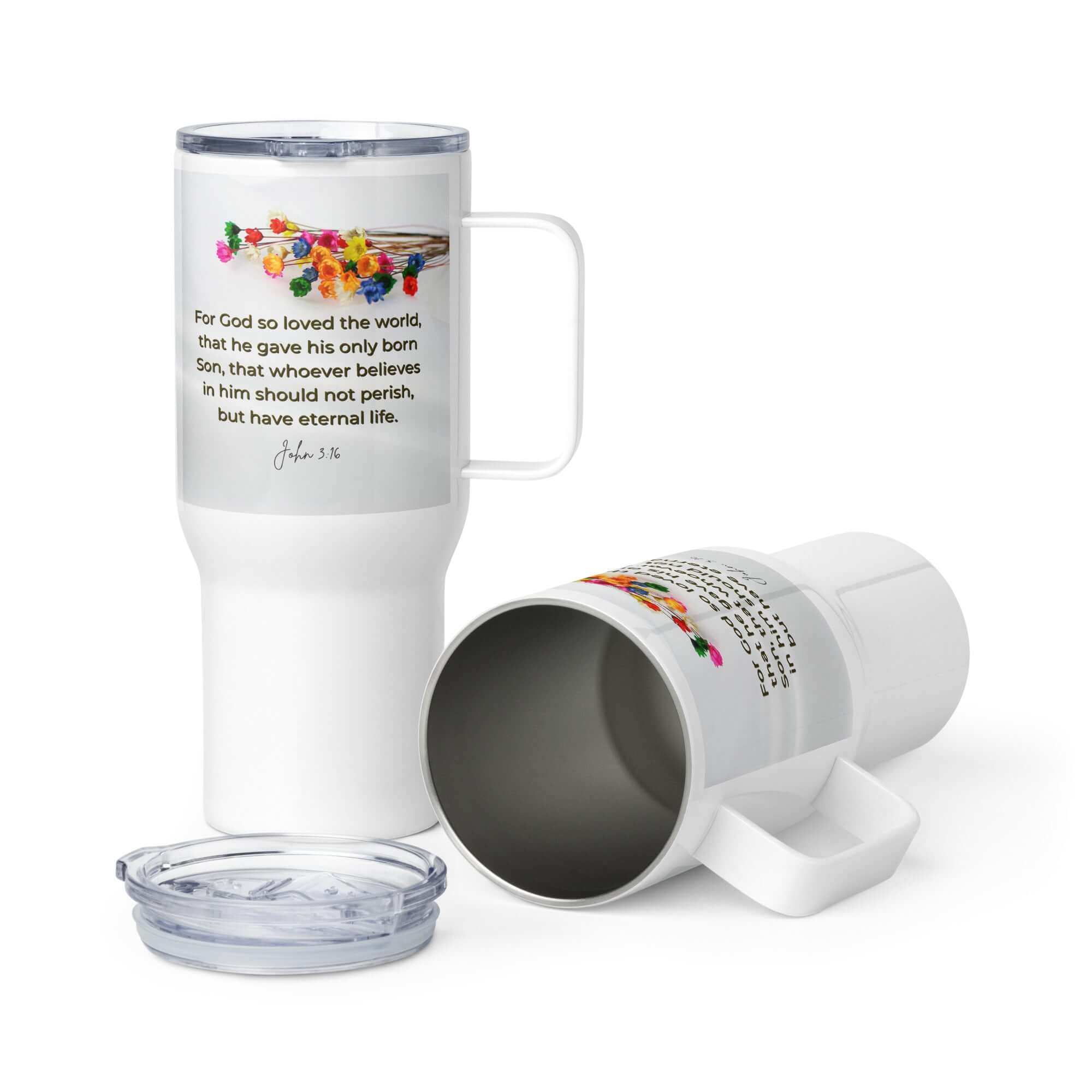 John 3:16 Bible Verse, He gave His Son Travel Mug with a Handle