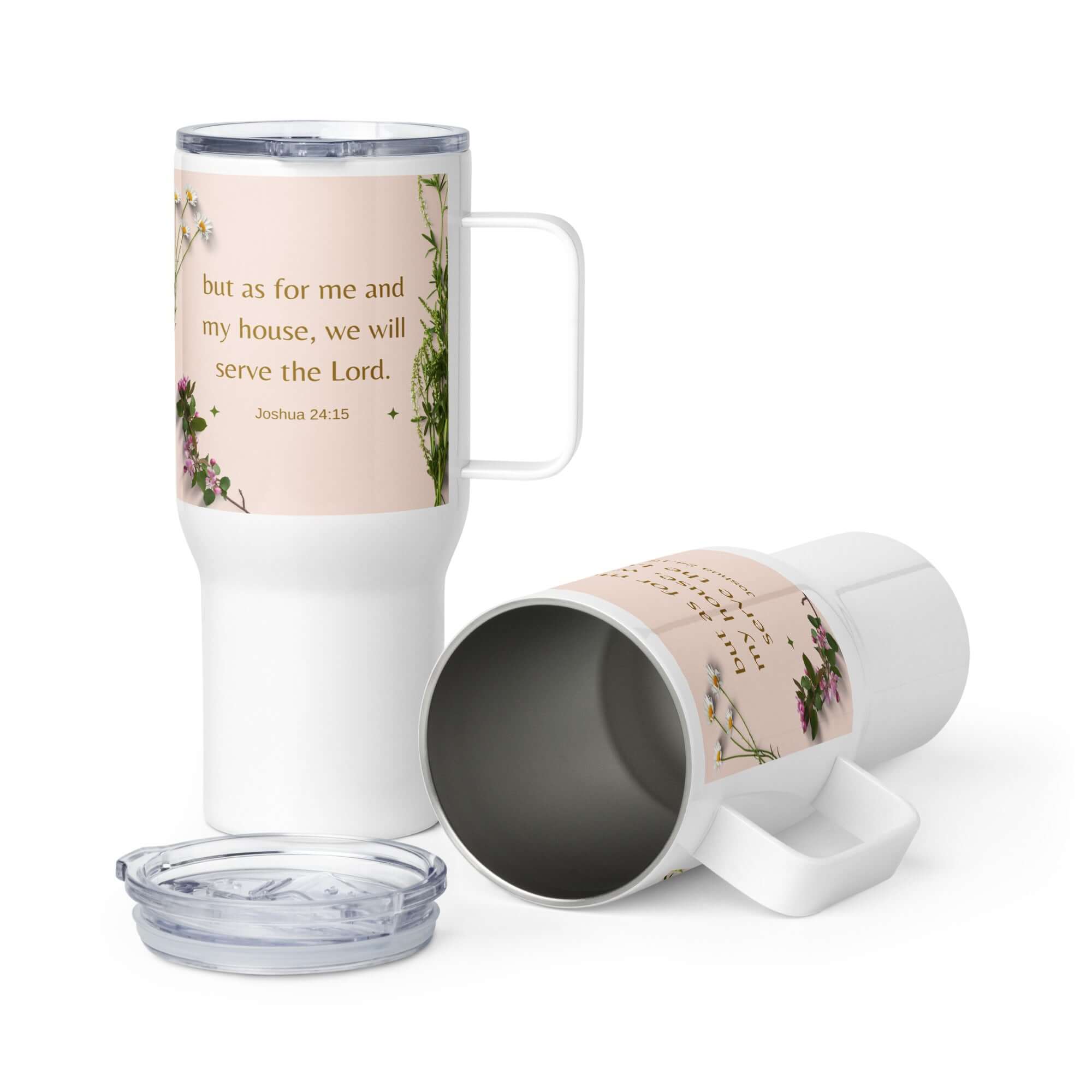 Joshua 24:15 Bible Verse, your fathers Travel Mug with a Handle