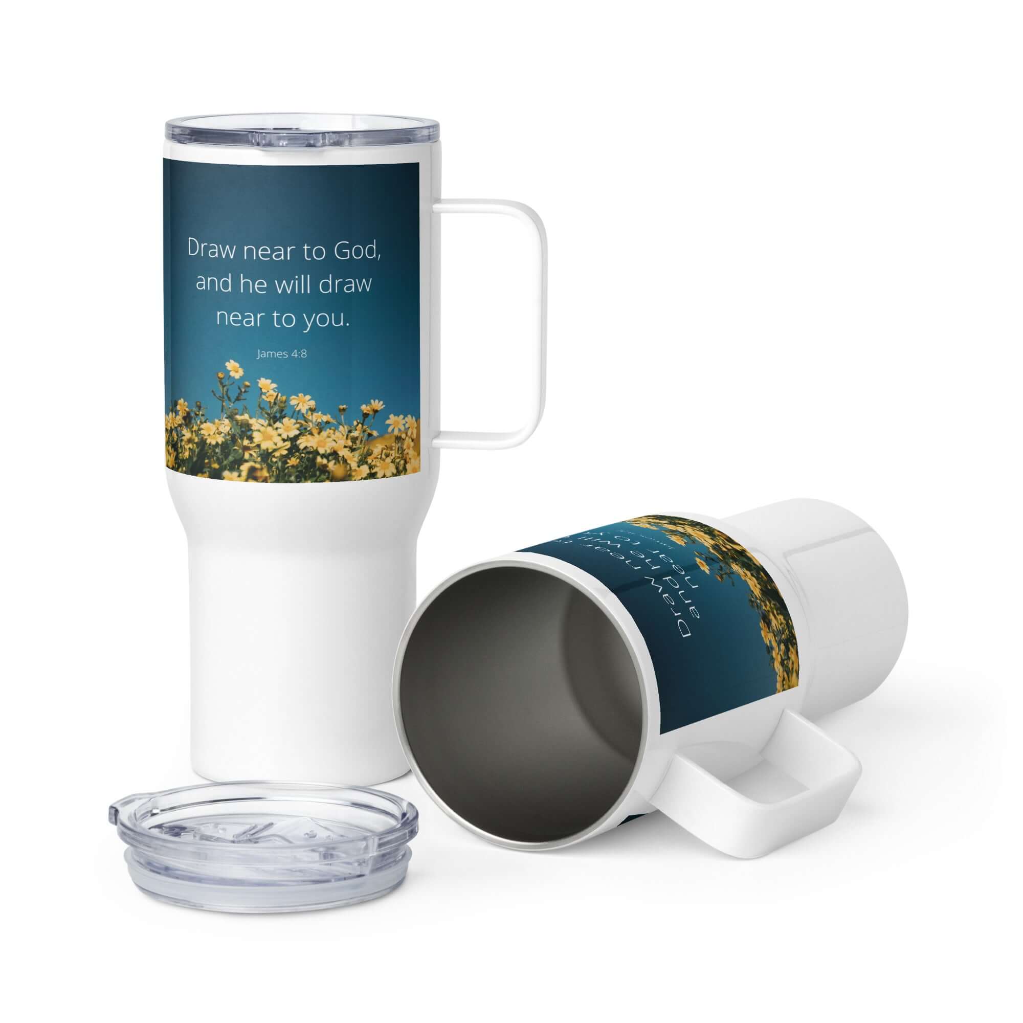 James 4:8 Bible Verse, near to you Travel Mug with a Handle
