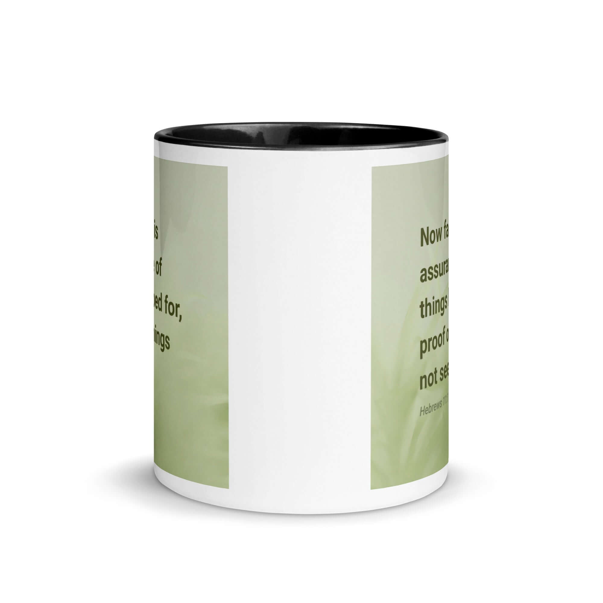 Heb 11:1 - Bible Verse, faith is assurance White Ceramic Mug with Color Inside