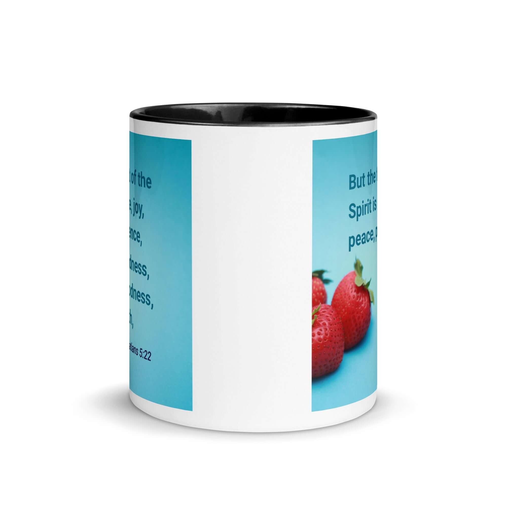 Gal 5:22 - Bible Verse, fruit of the Spirit White Ceramic Mug with Color Inside