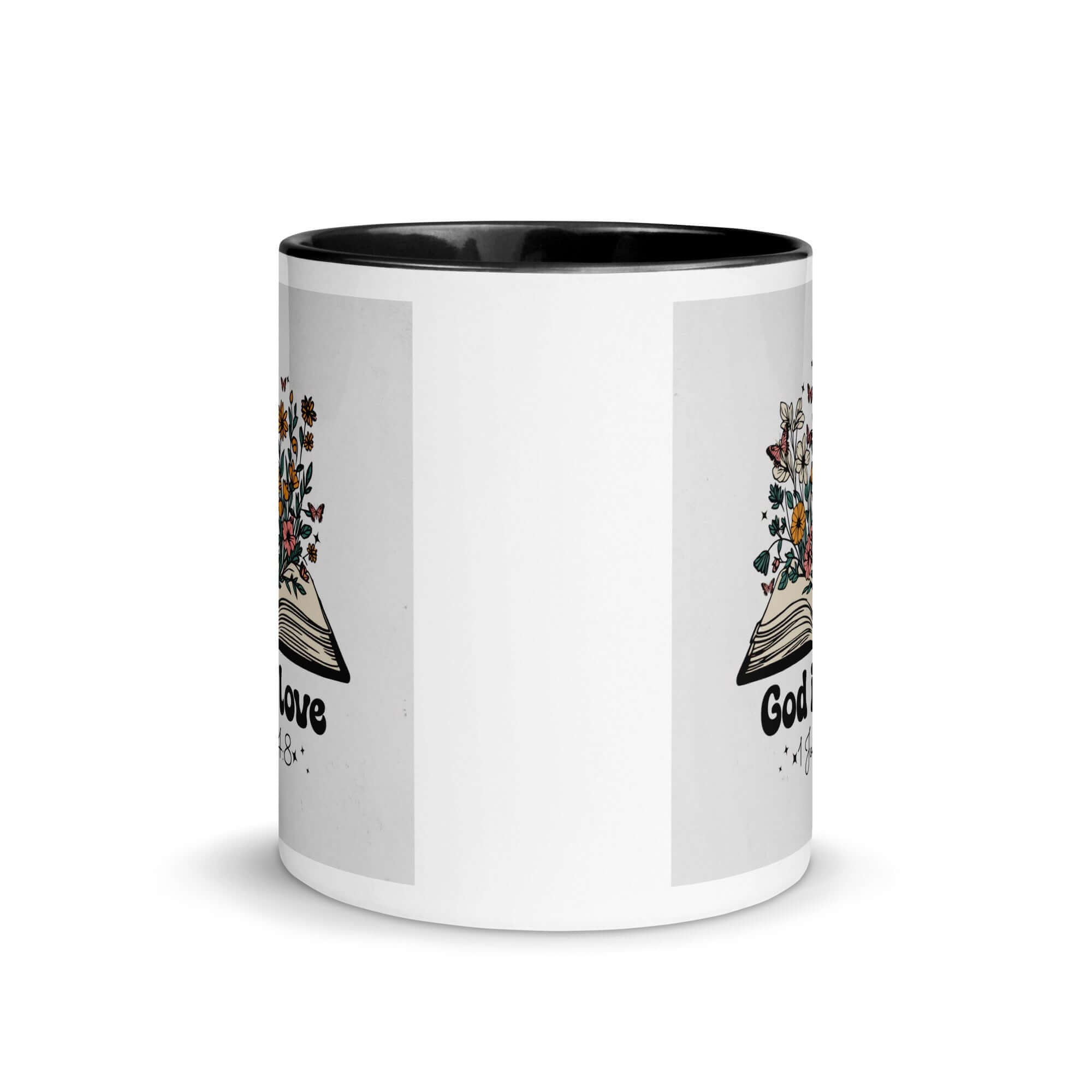 1 John 4:8 - Bible Verse, God is Love White Ceramic Mug with Color Inside