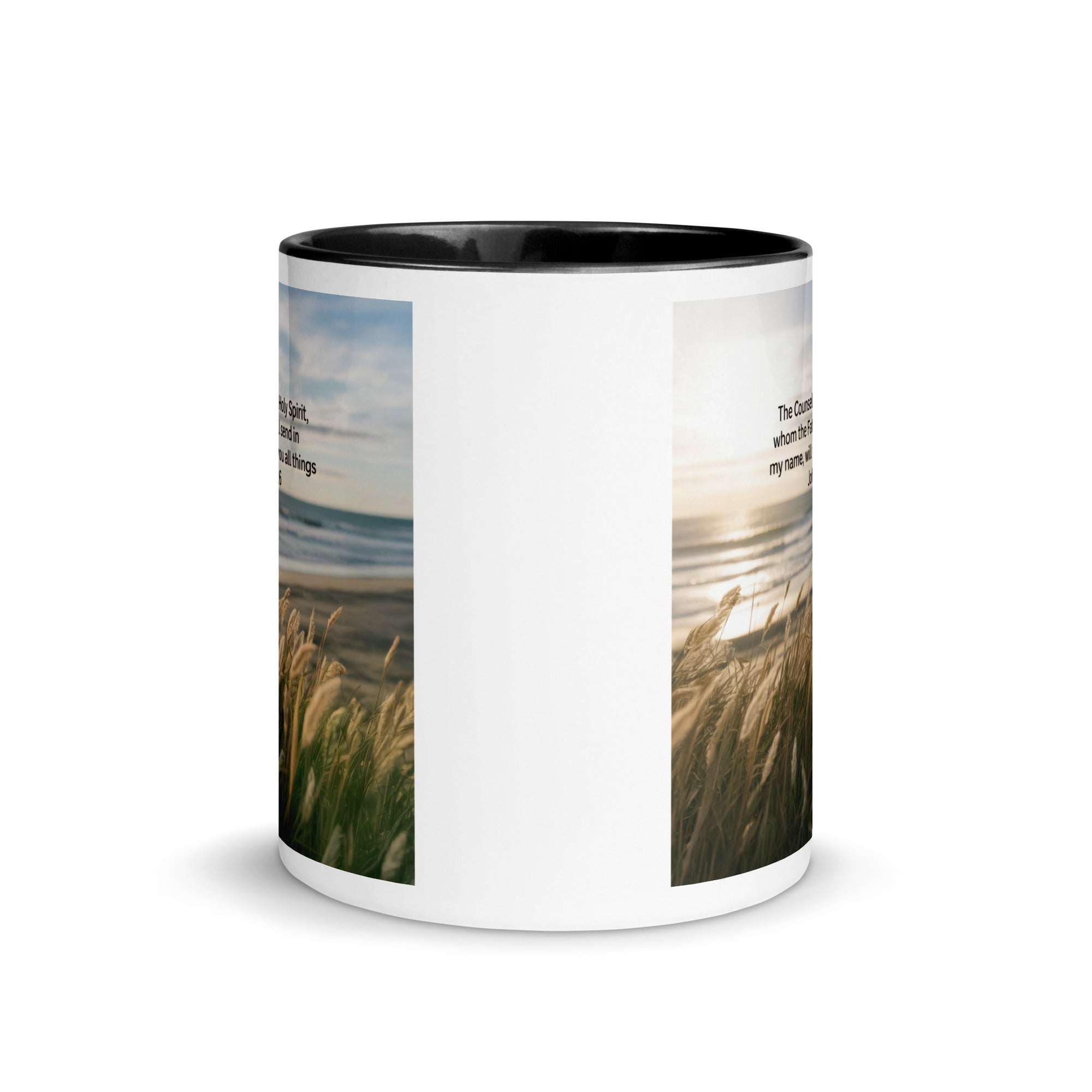 John 14:26 Bible Verse in my name White Ceramic Mug with Color Inside