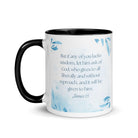 James 1:5 Bible Verse, lacks wisdom White Ceramic Mug with Color Inside