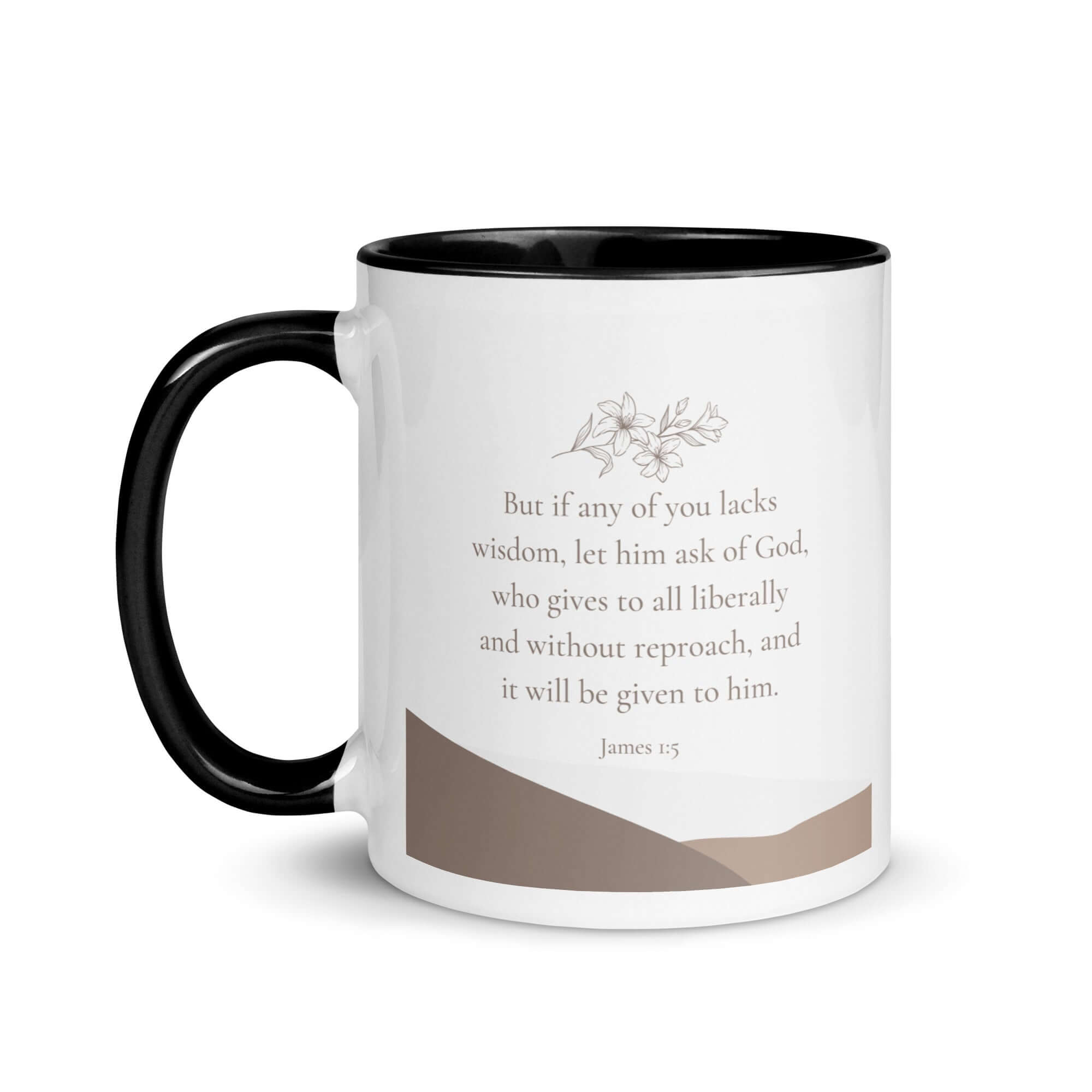 James 1:5 Bible Verse, ask of God White Ceramic Mug with Color Inside