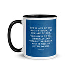 James 1:5 Bible Verse, gives to all White Ceramic Mug with Color Inside