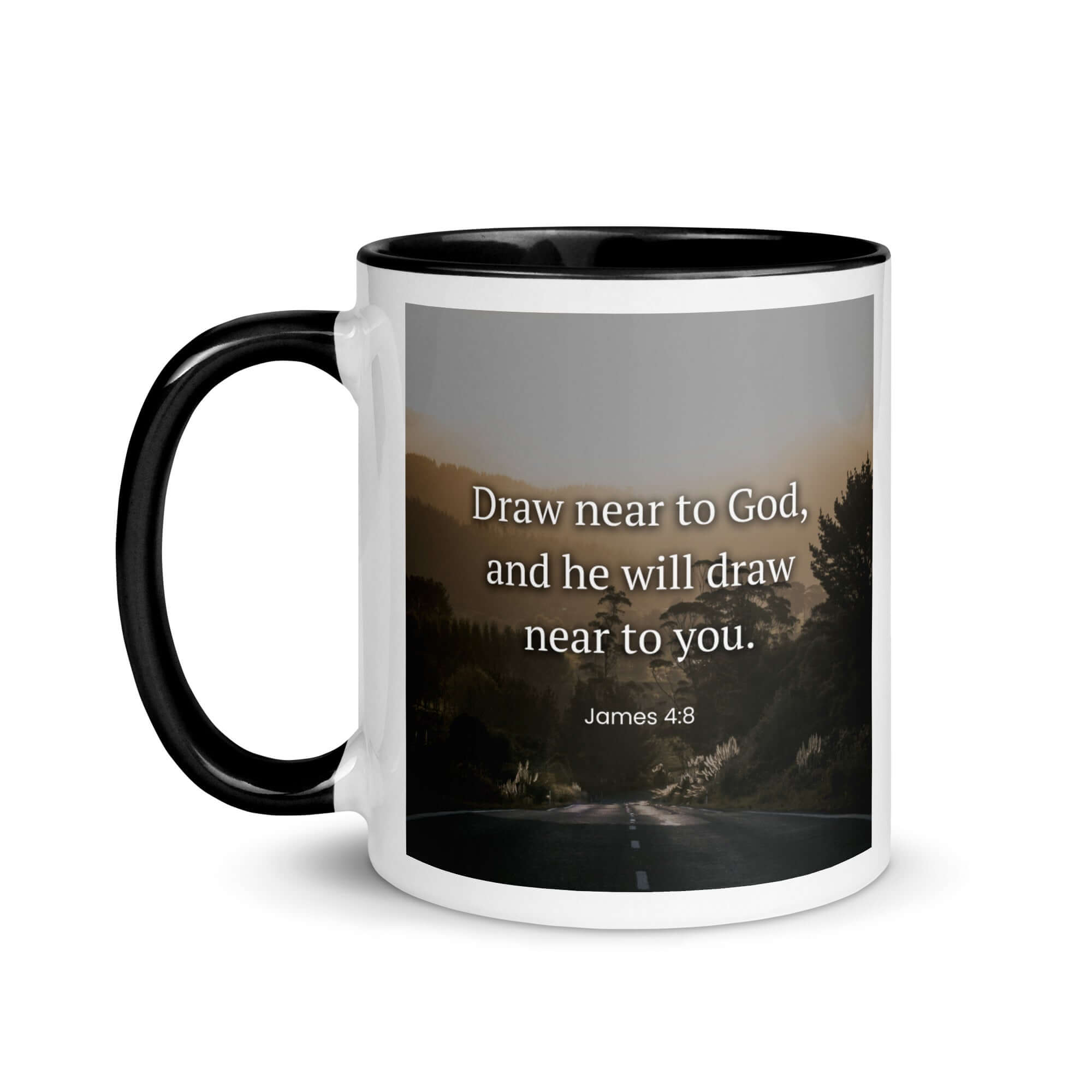 James 4:8 Bible Verse, Cleanse your White Ceramic Mug with Color Inside