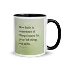 Heb 11:1 - Bible Verse, faith is assurance White Ceramic Mug with Color Inside