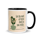 Col 3:16 - Bible Verse, word of Christ White Ceramic Mug with Color Inside