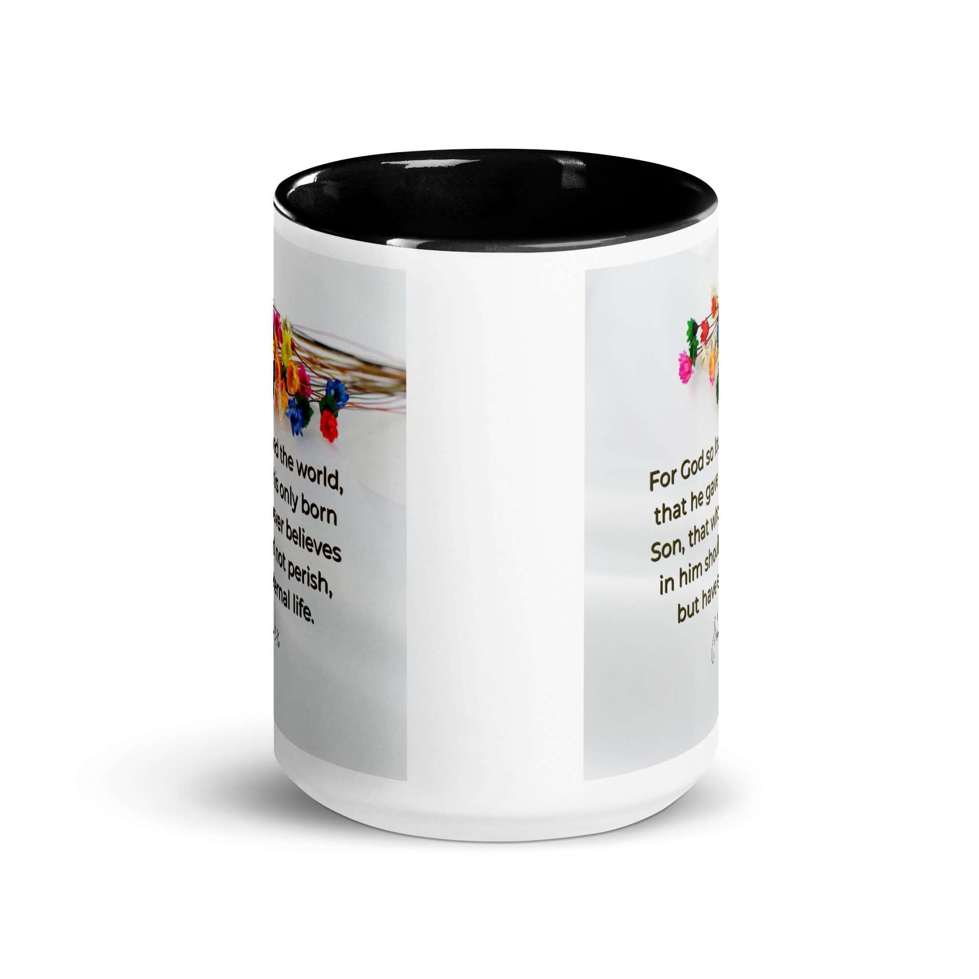 John 3:16 Bible Verse, He gave His Son White Ceramic Mug with Color Inside