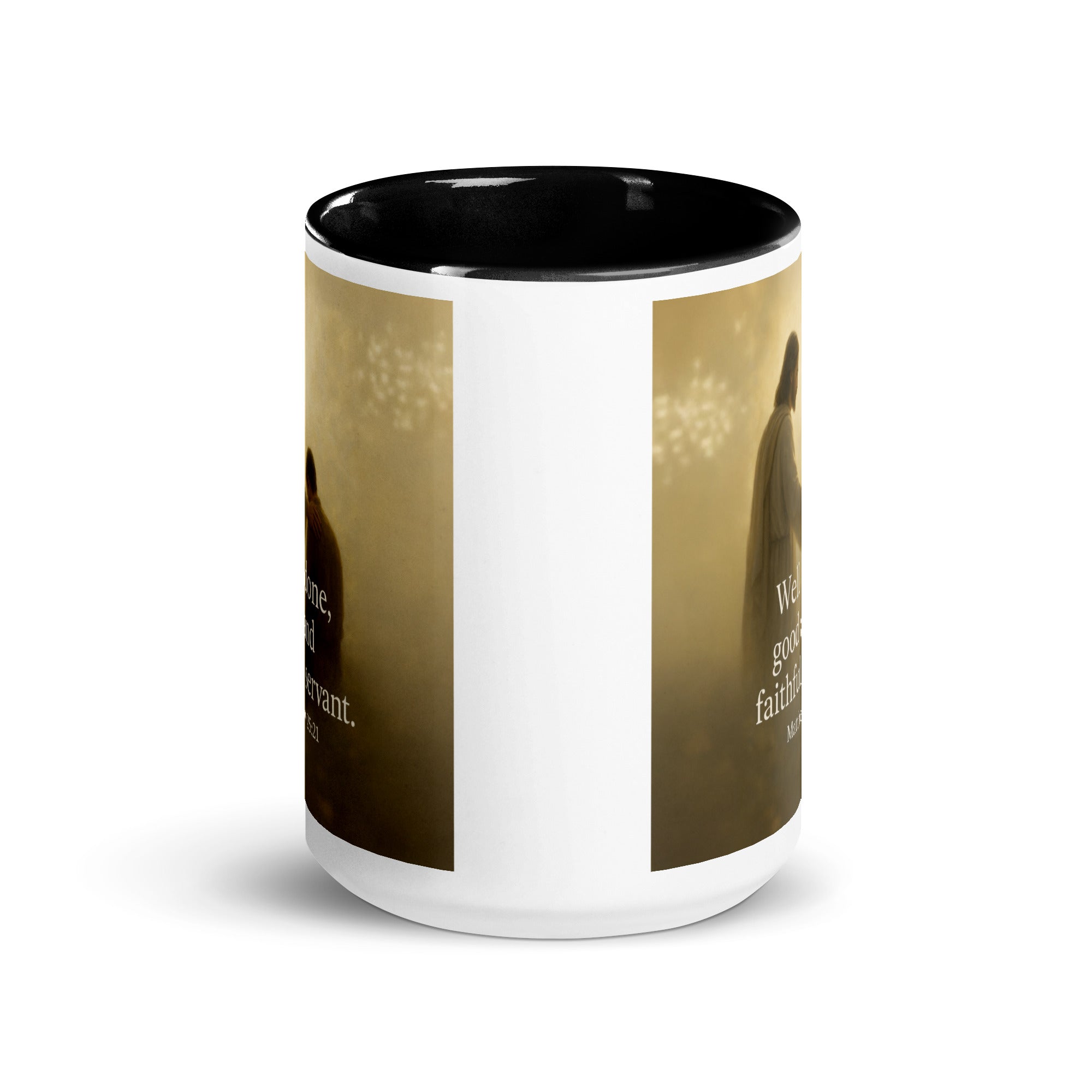 Matthew 25:21 Bible Verse Well Done White Ceramic Mug with Color Inside