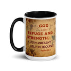 Psalm 46:1 - Bible Verse, God is Our Refuge Mug Color Inside