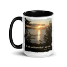 Psalm 46:10 Bible Verse, Sunset Glory White Ceramic Mug with Color Inside