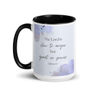 Nahum 1:3 Bible Verse, great in power White Ceramic Mug with Color Inside