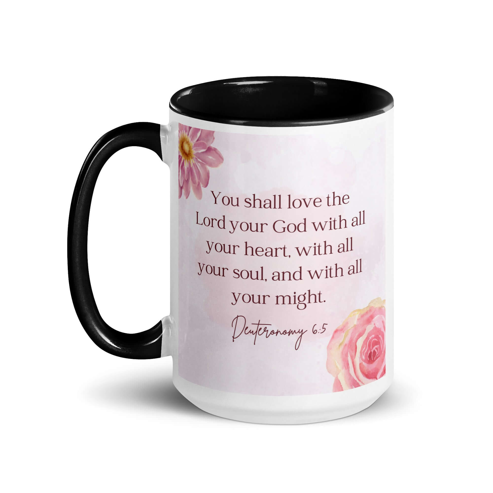 Deuteronomy 6:5 Bible Verse, the Lord White Ceramic Mug with Color Inside