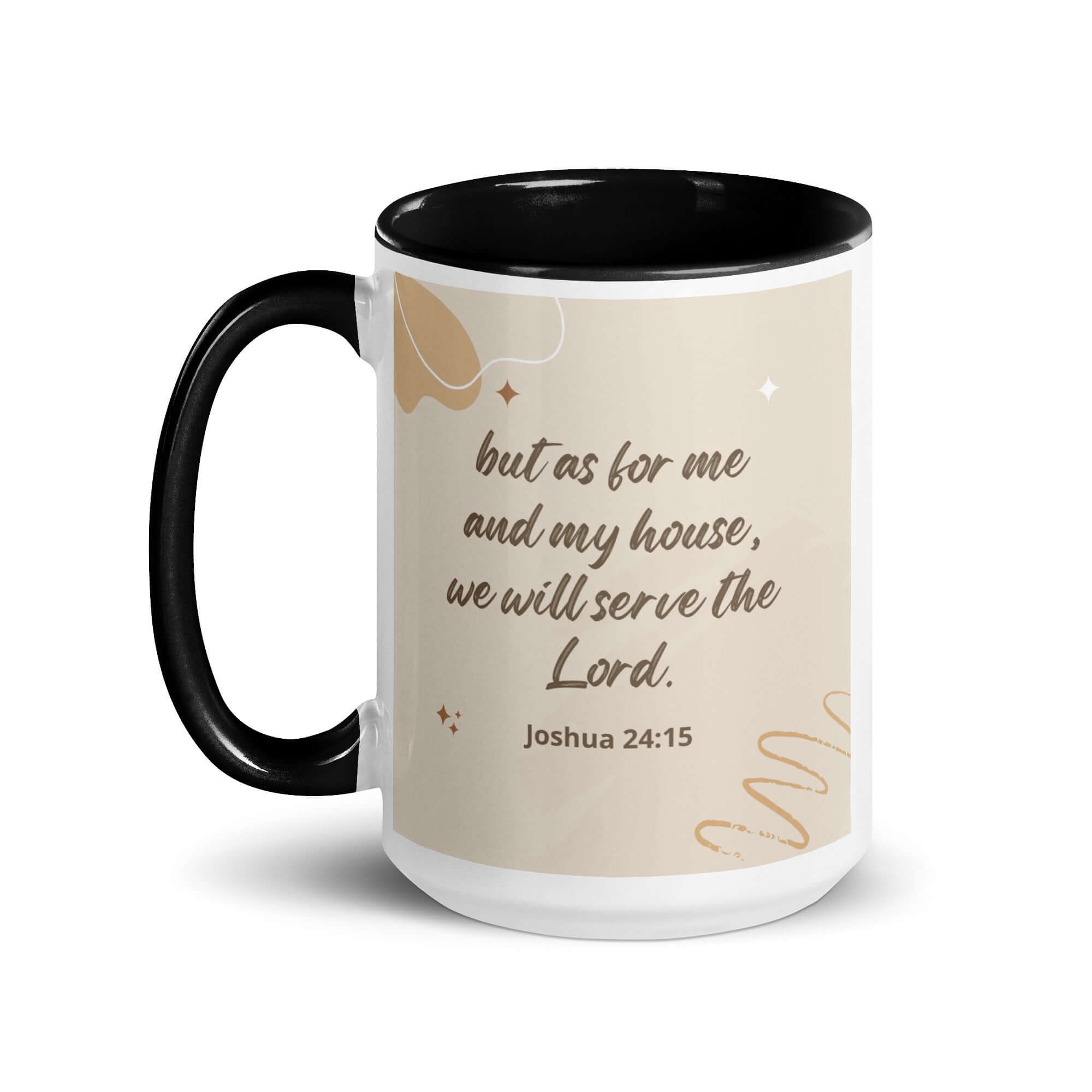 Joshua 24:15 Bible Verse, will serve White Ceramic Mug with Color Inside