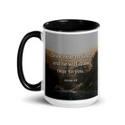 James 4:8 Bible Verse, Cleanse your White Ceramic Mug with Color Inside