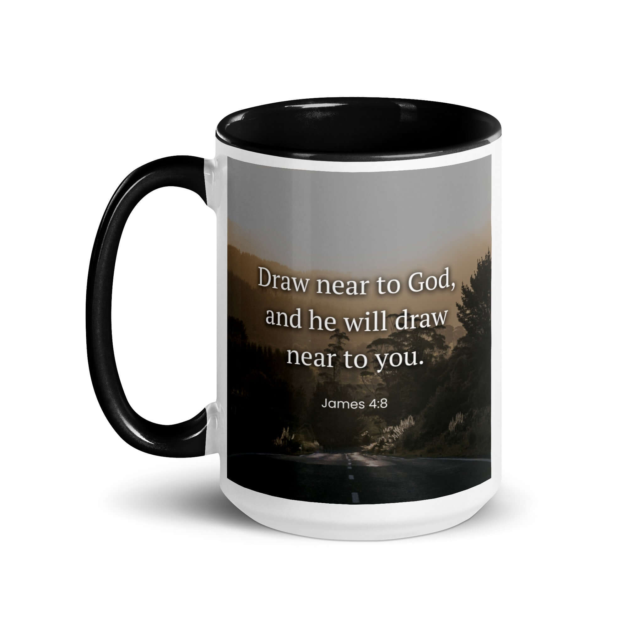 James 4:8 Bible Verse, Cleanse your White Ceramic Mug with Color Inside