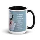 Matt 21:22 - Bible Verse, ask in prayer White Ceramic Mug with Color Inside