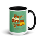 Eph 2:8 - Bible Verse, for by grace White Ceramic Mug with Color Inside