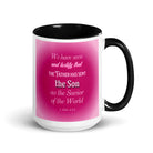 1 John 4:14 - Bible Verse, that the Father White Ceramic Mug with Color Inside