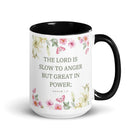 Nahum 1:3 Bible Verse, slow to anger White Ceramic Mug with Color Inside