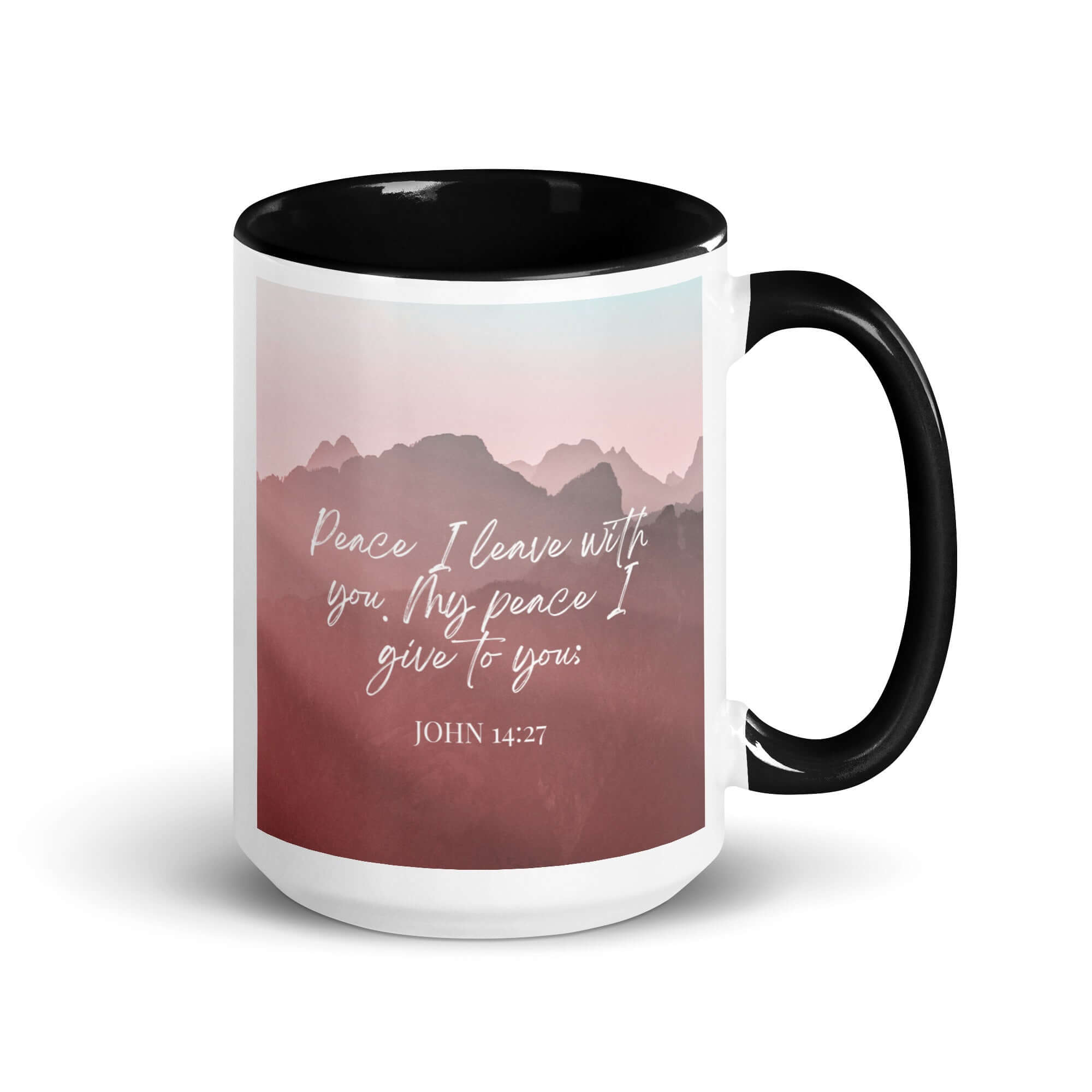 John 14:27 Bible Verse, I give you White Ceramic Mug with Color Inside