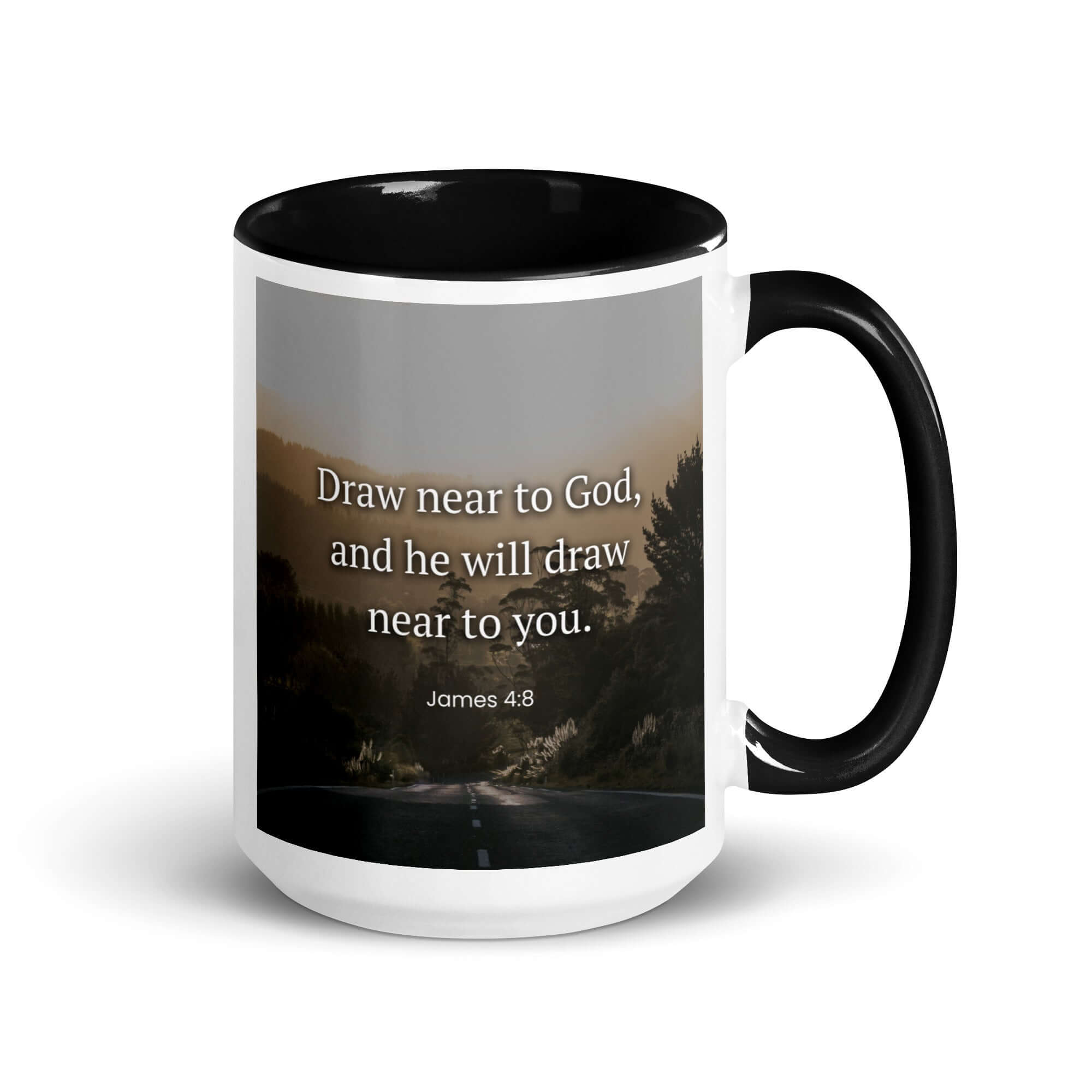 James 4:8 Bible Verse, Cleanse your White Ceramic Mug with Color Inside