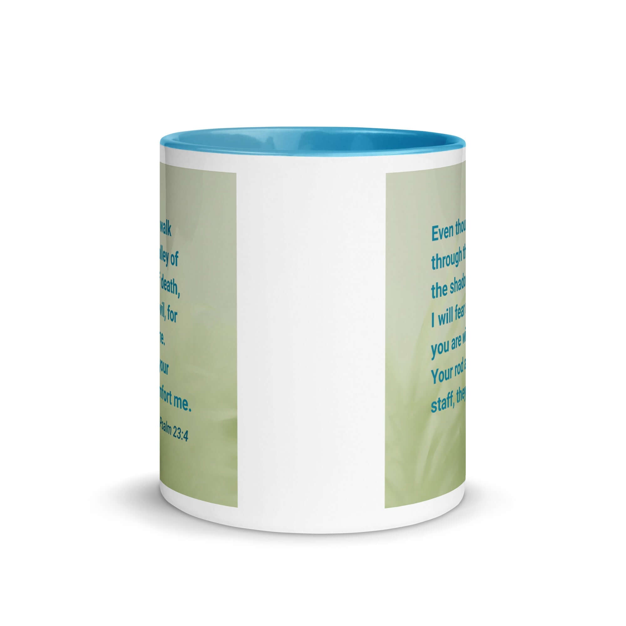 Psalm 23:4 - Bible Verse, fear no evil White Ceramic Mug with Color Inside