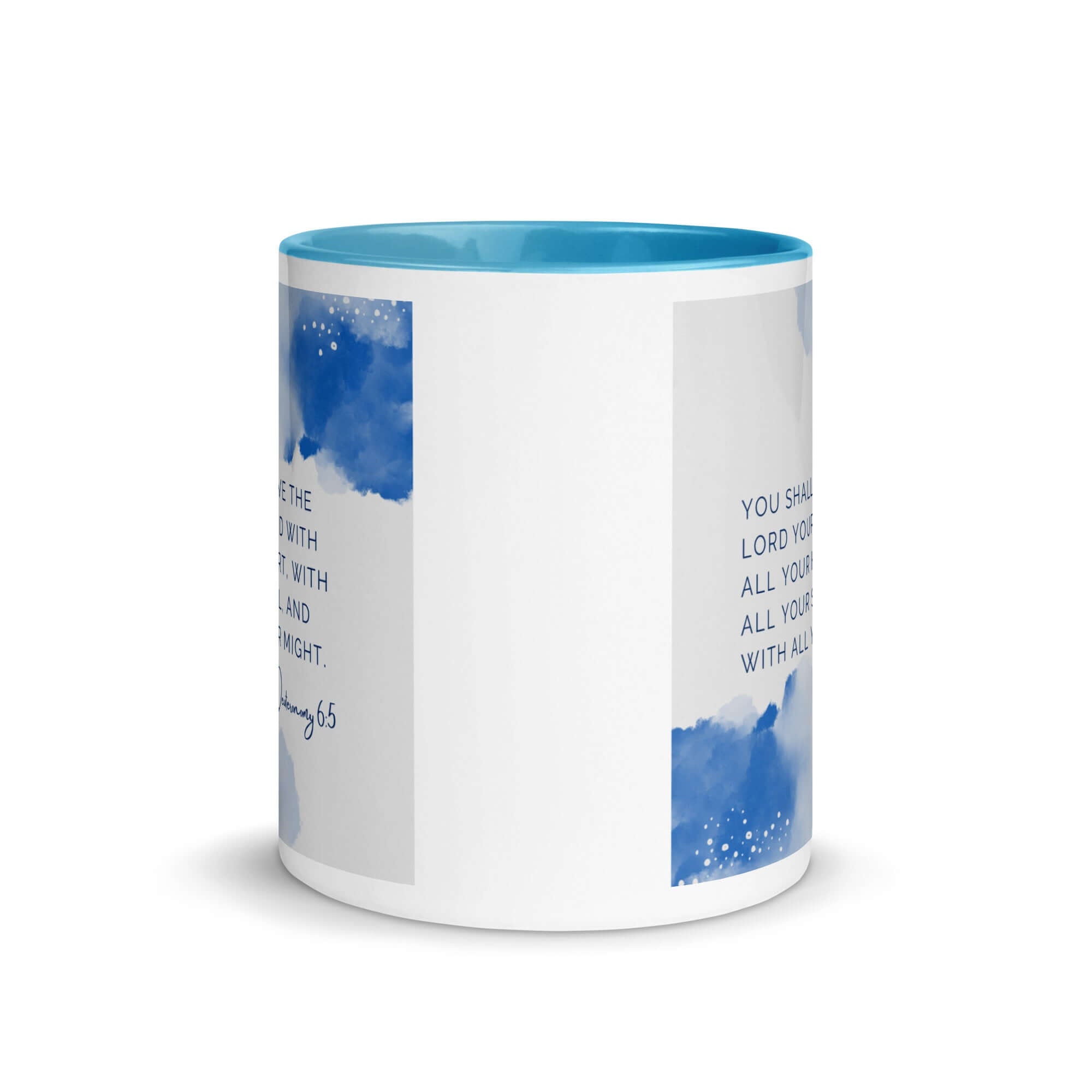 Deuteronomy 6:5 Bible Verse, your God White Ceramic Mug with Color Inside