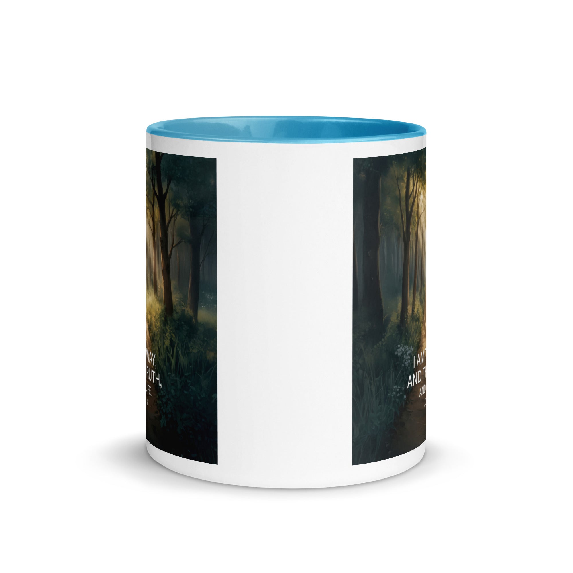 John 14:6 Bible Verse I Am White Ceramic Mug with Color Inside