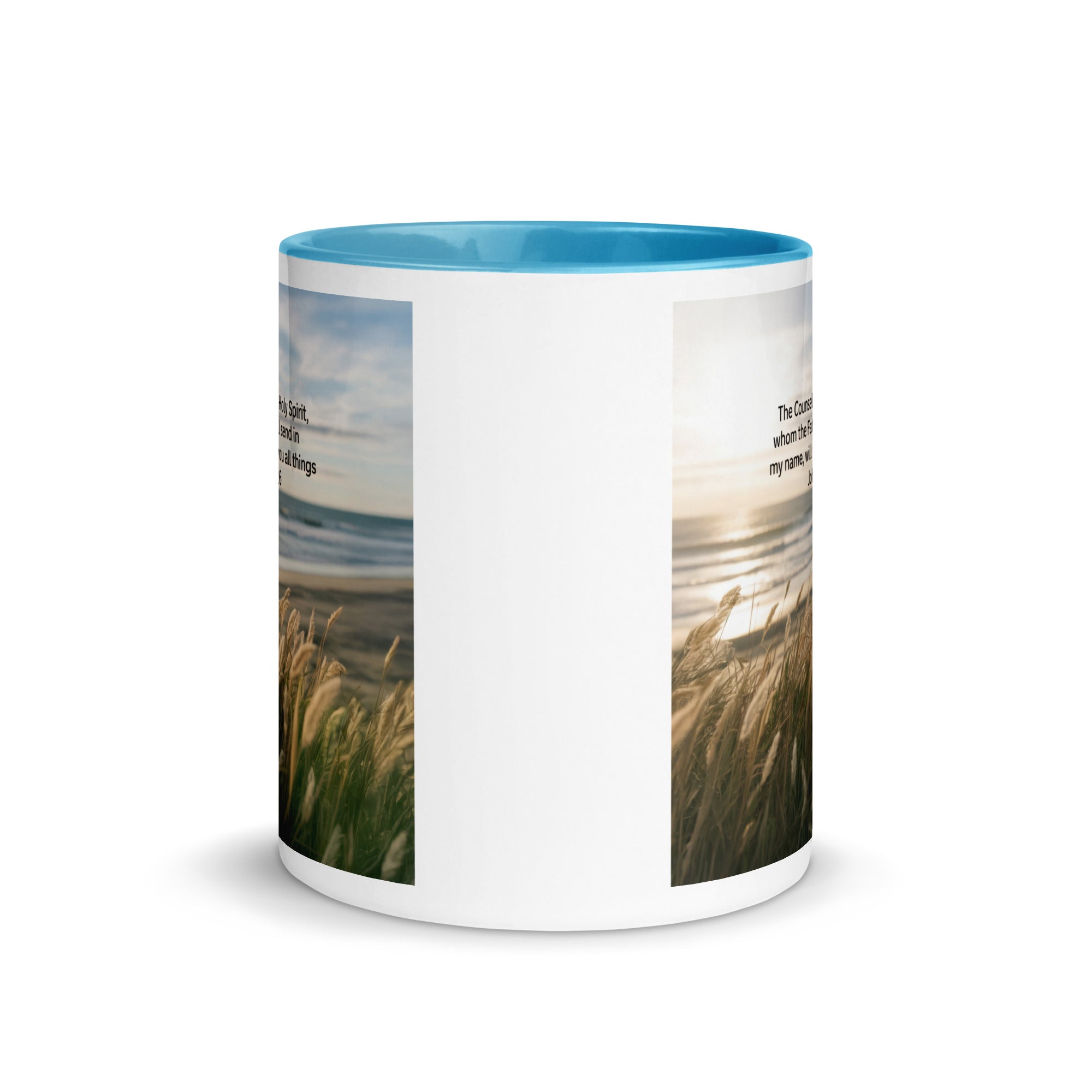 John 14:26 Bible Verse in my name White Ceramic Mug with Color Inside