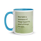 Heb 11:1 - Bible Verse, faith is assurance White Ceramic Mug with Color Inside