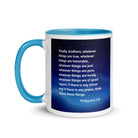 Phil 4:8 - Bible Verse, Think these things White Ceramic Mug with Color Inside