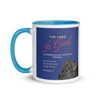 Nahum 1:7 - Bible Verse, The LORD is good White Ceramic Mug with Color Inside