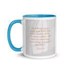 Revelation 21:4 Bible Verse, He will wipe White Ceramic Mug with Color Inside