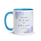 Nahum 1:3 Bible Verse, great in power White Ceramic Mug with Color Inside