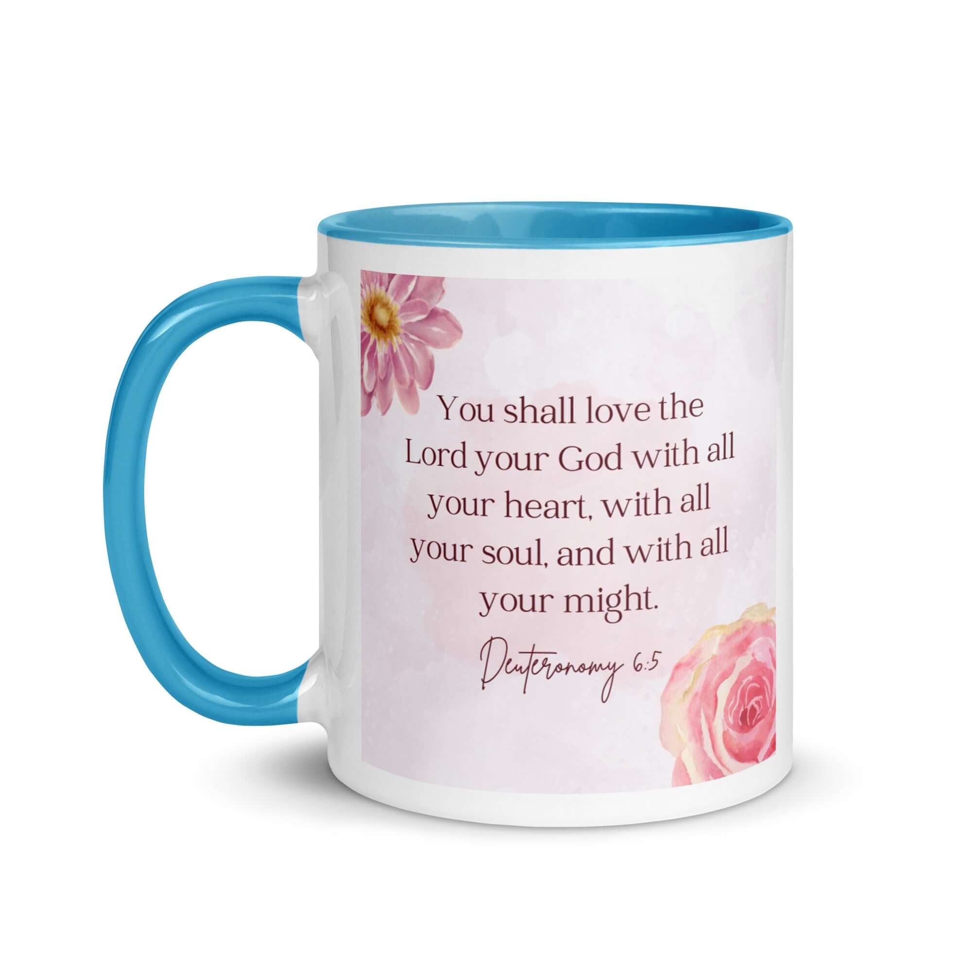 Deuteronomy 6:5 Bible Verse, the Lord White Ceramic Mug with Color Inside