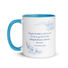 1 Chronicles 16:34 Bible Verse, to the Lord White Ceramic Mug with Color Inside