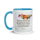 John 3:16 Bible Verse, He gave His Son White Ceramic Mug with Color Inside