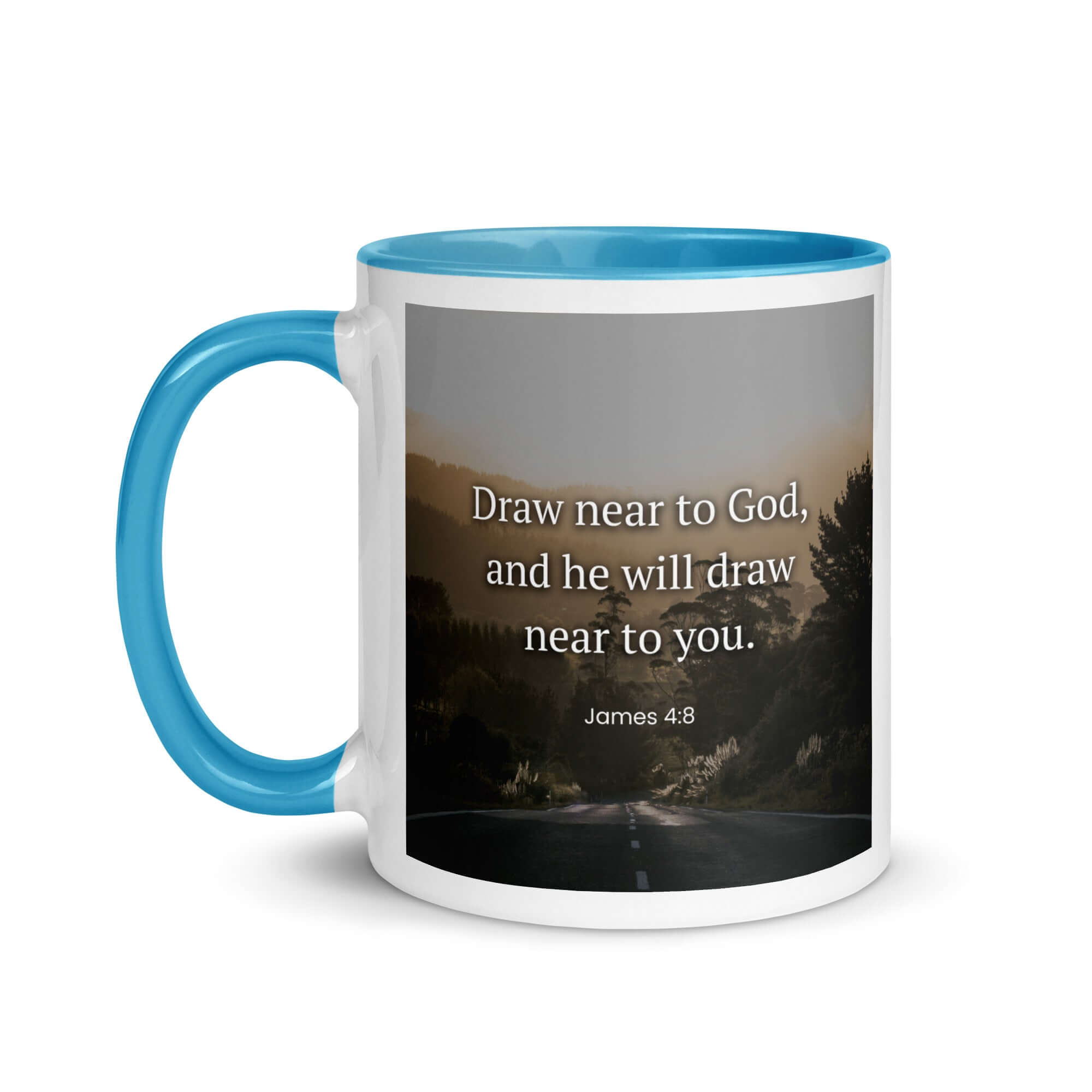 James 4:8 Bible Verse, Cleanse your White Ceramic Mug with Color Inside