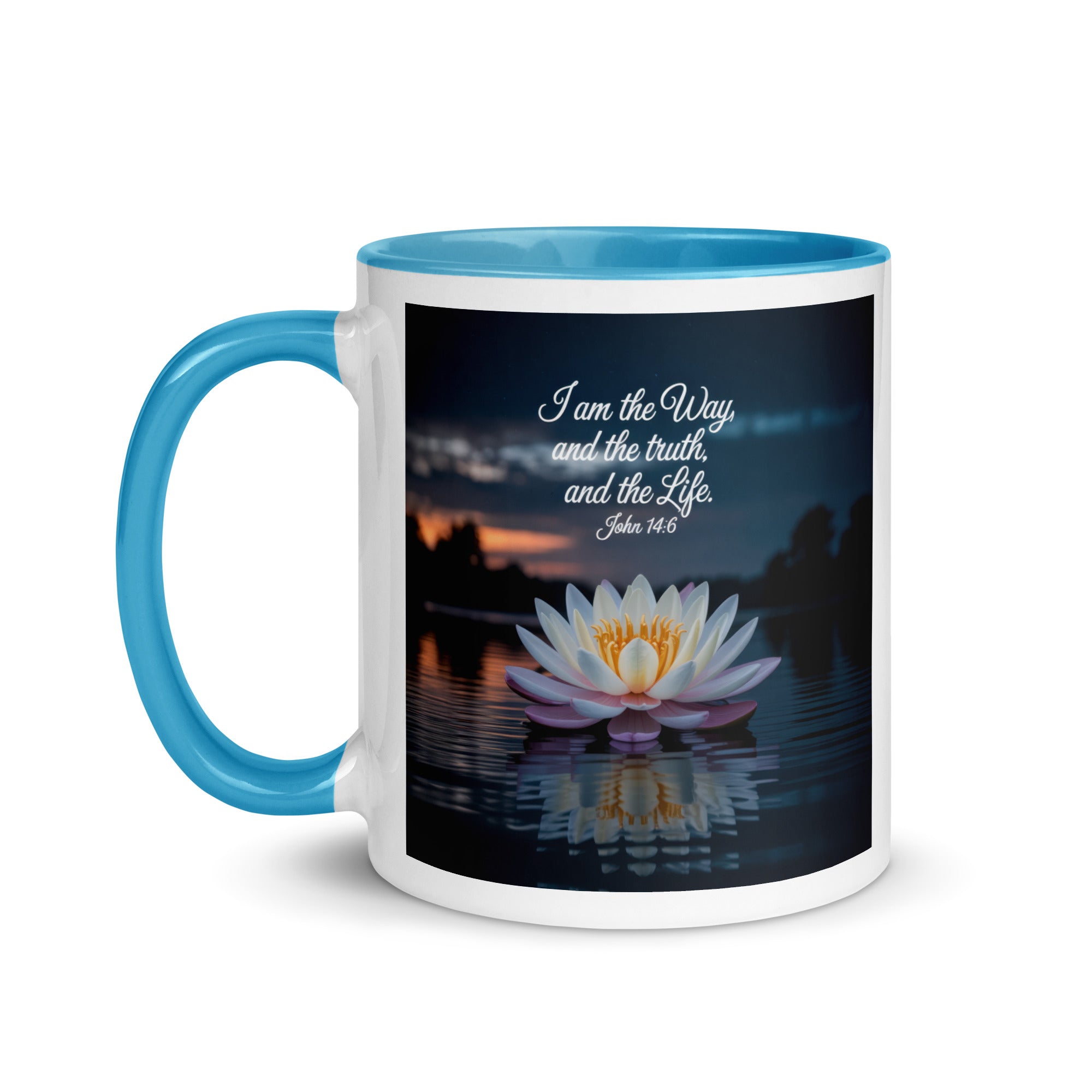 John 14:6 Bible Verse The Father White Ceramic Mug with Color Inside