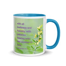 Eph 4:2 - Bible Verse, one another in love White Ceramic Mug with Color Inside