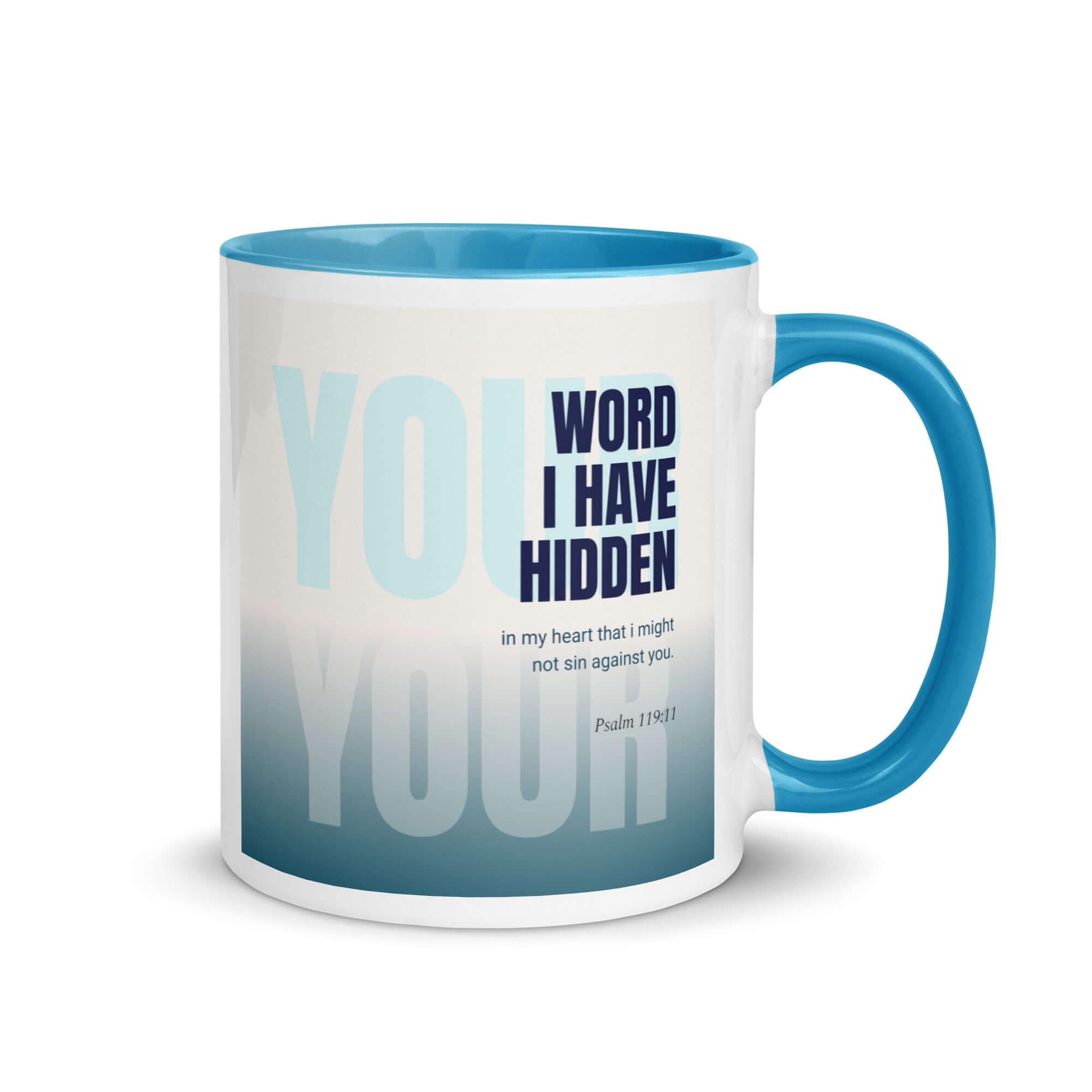 Psalm 119:11 - Bible Verse, hidden your word White Ceramic Mug with Color Inside