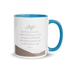 James 1:5 Bible Verse, ask of God White Ceramic Mug with Color Inside