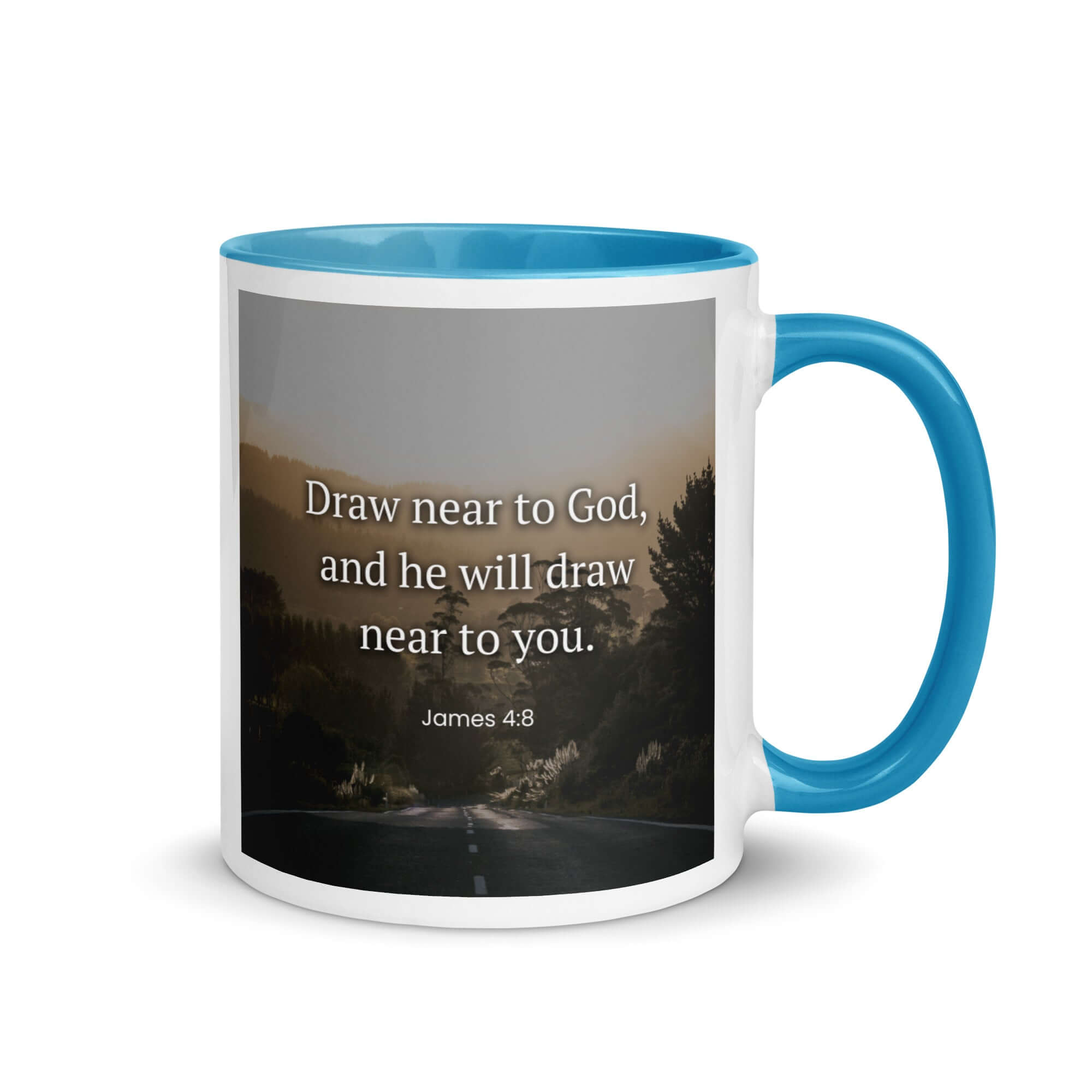 James 4:8 Bible Verse, Cleanse your White Ceramic Mug with Color Inside