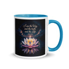 John 14:6 Bible Verse The Way White Ceramic Mug with Color Inside Blue 11 oz
