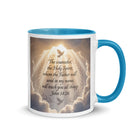 John 14:26 Bible Verse Counselor White Ceramic Mug with Color Inside Blue 11 oz